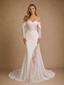 ChicSew Beautiful Unique Sweetheart Boning Long Sleeves Ruched Mermaid Lace Chiffon Maxi Wedding Dress