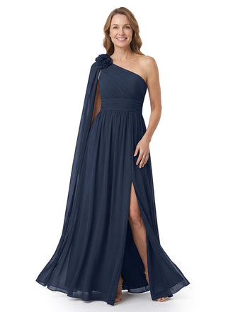 ChicSew Asymmetric Ruched Floor Length Side Slit Chiffon Mom Of The Groom Dresses