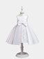 Flower Girls Dress Formal with Bow A-line Satin Lace Princess Gown for Wedding Kids Guest Dress