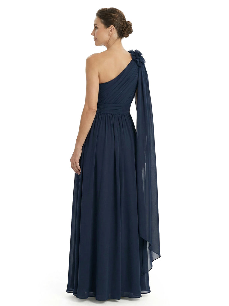 ChicSew Asymmetric Ruched Floor Length Side Slit Chiffon Mom Of The Groom Dresses