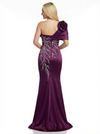 Elegant Mermaid Beaded One Shoulder Satin Long Party Prom Dresses