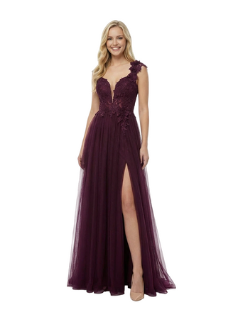 Elegant Lace BeadedSpaghetti Straps A Line Long Party Prom Dresses