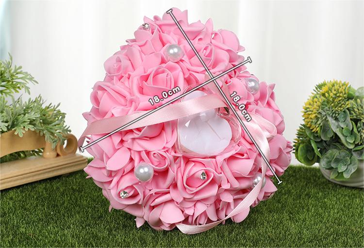 PE Foam Rose Flower Heart Shape Ring Pillow Wedding Ring Box, JZH-5799