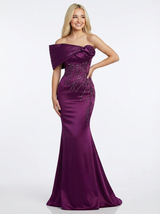 Elegant Mermaid Beaded Flower One Shoulder Long Party Prom Dresses