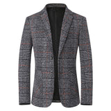 Casual 1 piece Suit Clothes Plaid Men Coat