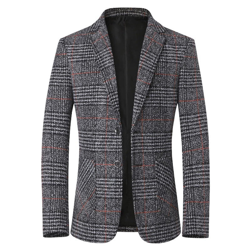 Casual 1 piece Suit Clothes Plaid Men Coat