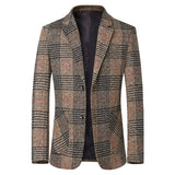 Casual 1 piece Suit Clothes Plaid Men Coat