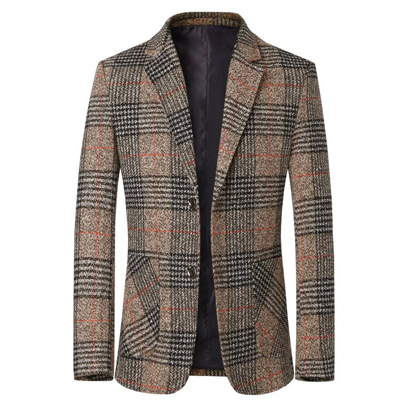 Casual 1 piece Suit Clothes Plaid Men Coat