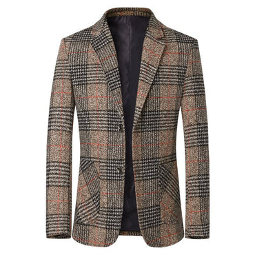Casual 1 piece Suit Clothes Plaid Men Coat