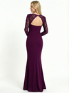 Elegant Mermaid Long Sleeves  Crepe Long Party Prom Dresses Side Slit