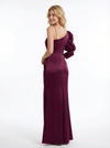 Elegant Mermaid Long Sleeve Side Slit Satin Long Party Prom Dresses