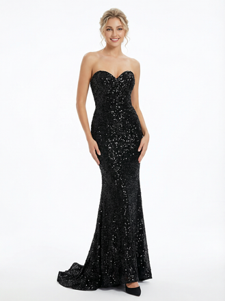 Shinning Mermaid Sweetheart Sequins Long Party Prom Dresses