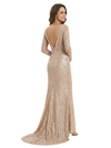 Sparkly Lace Sequin Mother Of The Groom Dress V-Neck Long Sleeve Mermaid Formal Gown