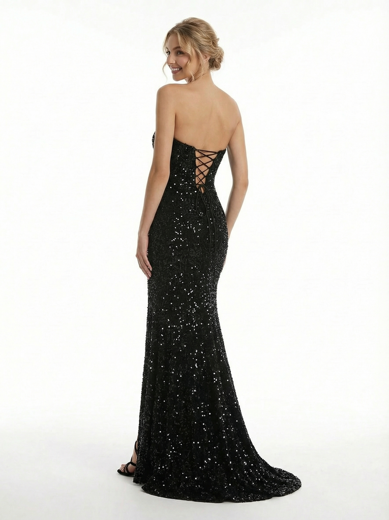 Shinning Mermaid Sweetheart Sequins Long Party Prom Dresses