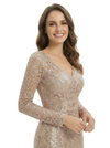 Sparkly Lace Sequin Mother Of The Groom Dress V-Neck Long Sleeve Mermaid Formal Gown