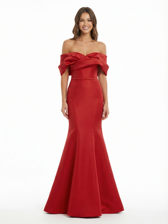 Elegant Mermaid Off Shoulder Floor Length Satin Long Party Prom Dresses