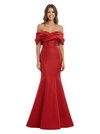 Elegant Mermaid Off Shoulder Floor Length Satin Long Party Prom Dresses