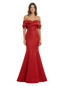 Elegant Mermaid Off Shoulder Floor Length Satin Long Party Prom Dresses