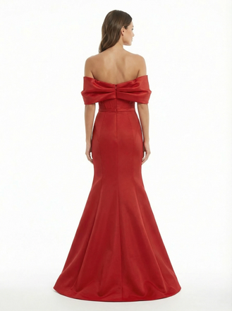 Elegant Mermaid Off Shoulder Floor Length Satin Long Party Prom Dresses