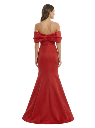Elegant Mermaid Off Shoulder Floor Length Satin Long Party Prom Dresses