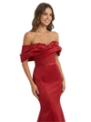 Elegant Mermaid Off Shoulder Floor Length Satin Long Party Prom Dresses