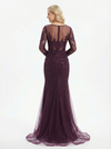Elegant Mermaid Long Sleeves Floor Length Tulle Long Party Prom Dresses