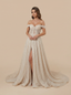 A-line Off Shoulder Side Slit Maxi Long Sequin Wedding Dresses Online