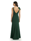 Chicsew Pretty Spaghetti Straps Bow Knot Deep V-Neck Maxi Sheath Crepe Simple Mother of The Groom Dress