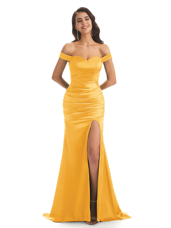 Soft Satin Straps Sheath Side Slit Cross Back Sexy Mermaid Bridesmaid Dresses Online In Stock - ChicSew Soft Satin Straps Sheath Side Slit Cross Back Sexy Mermaid Bridesmaid Dresses Online In Stock - ChicSew