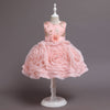 Flower Girls Dress Formal with Roses and Bow A-line Tulle Princess Gown for Wedding