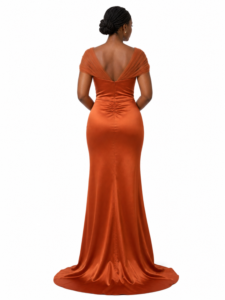 ChicSew Unique Asymmetric Beaded Mermaid Soft Satin Floor-Length Bridesmaid Dresses