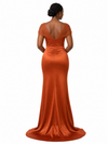 ChicSew Unique Asymmetric Beading Mermaid Soft Satin Floor-Length Bridesmaid Dresses