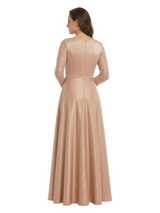 Elegant Lace Appliques Long Sleeves V-Neck A-Line Mother of the Groom Dresses