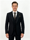 Classic 2 Piece Black Men's Suit with Regular Fit and Sophisticated Peak Lapel
