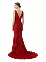 ChicSew Classy Lace Spaghetti Straps Ruffle Chiffon Mermaid Elegant Formal Prom Dress