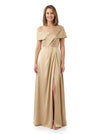 ChicSew Shimmering Silky Satin Off Shoulder A-Line Floor Length Mother Of The Bride Gown With Side Slit