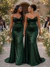 ChicSew Sexy Sweetheart Ruching Mermaid Soft Satin Floor-Length Bridesmaid Dresses