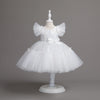 Flower Girls Dress Formal with Bow Sequin & Feathers A-line Tulle Princess Gown for Wedding