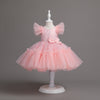 Flower Girls Dress Formal with Bow Sequin & Feathers A-line Tulle Princess Gown for Wedding