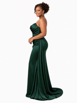 ChicSew Sexy Sweetheart Ruched Mermaid Soft Satin Maxi Long Bridesmaid Dresses