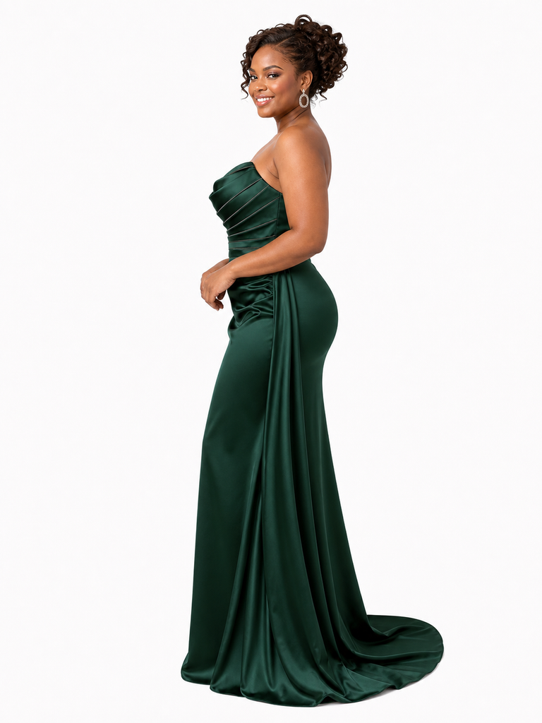 ChicSew Sexy Sweetheart Ruching Mermaid Soft Satin Floor-Length Bridesmaid Dresses
