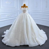 ChicSew Luxurious A-Line Off Shoulder Beaded Ball Gown Wedding Dress