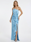 Elegant Strapless Asymmetrical Mermaid Satin Long Party Prom Dresses  Side Slit