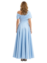 Elegant Asymmetric Straps Satin Mother Of The Groom Dress A-Line Ruched Formal Gown