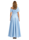 Elegant Asymmetric Straps Satin Mother Of The Groom Dress A-Line Ruched Formal Gown