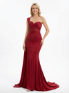 Elegant One Shoulder Lace Beaded Mermaid Prom Dresses for Graduation