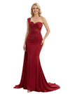 Elegant One Shoulder Lace Beaded Mermaid Prom Dresses for Graduation