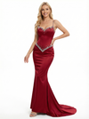 Sparkly Beaded Spaghetti Straps Mermaid Satin Prom Dresses