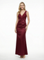 Simple V-neck Lace Mermaid Satin Maxi Prom Dresses For Evening Party