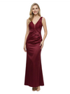 Classy V-Neck Sleeveless Lace Bodice Satin Mermaid Prom Dress Floor Length Evening Gown